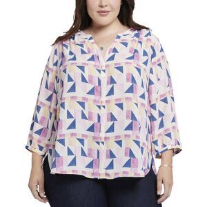 Nydj Womens Plus Pintuck Blouse